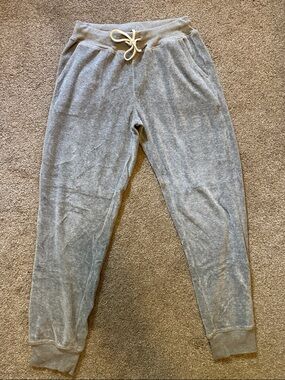 JCrew Cozy Velour Light Gray Drawstring Joggers Sz XXS